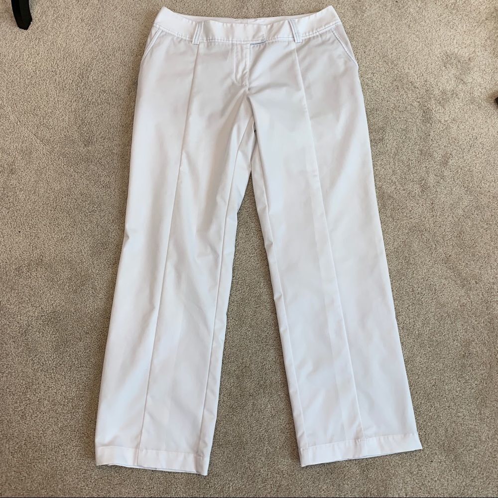 Adidas ClimaLite White pants capris blue stripe golf Sz 12 NWOT